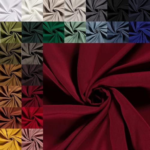 Viskose Uni Meterware - luftiger Viskosestoff einfarbig - fließender Blusenstoff, leichtes Sommerkleid nähen - Ökotex 100 *Ab 50cm, Farbe: 018 dunkelrot