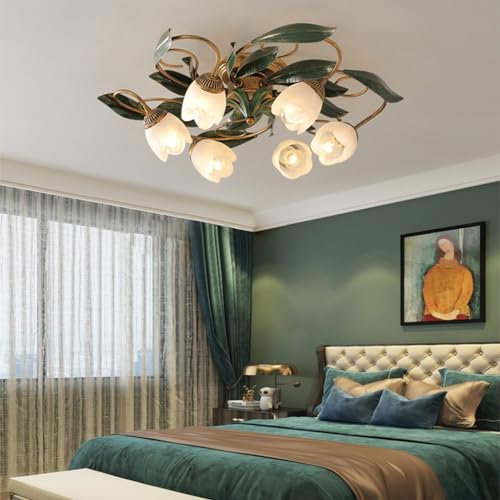 RuiRfh Deckenlampe Retro Esstisch Beleuchtung E14 Antik Bronze Eisen Blumen Design Deckenleuchte Pastoral Industriestil Deckenleuchte Wohnzimmer Schlafzimmer Restaurant Kreative Lichter