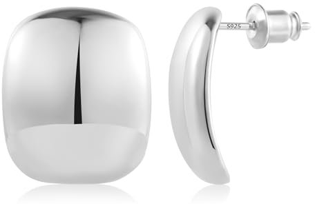 BOUTIQUELOVIN Statement Dupes Ohrringe Silber 925 Tropfen Creolen Damen Chunky Silver Earrings Geschenk für Frauen Freundin Mama Mädchen