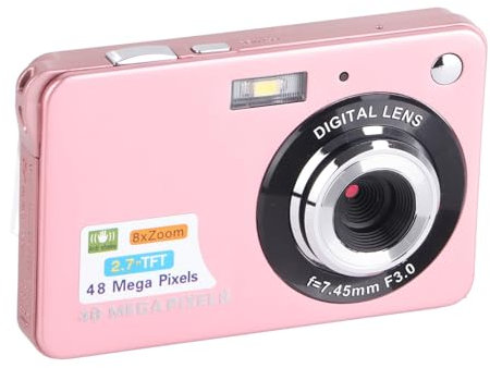 Fotocamera Digitale con LCD da 2,7 Pollici, Fotocamera 4K da 48 MP, Fotocamera Digitale Punta e Scatta con Zoom 8X Anti-vibrazione, Fotocamera Compatta per Vlogging per Ragazzi e