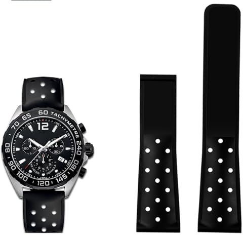 KAPPDE 22 mm atmungsaktives Silikon-Uhrenarmband für TAG heuer F1 CAZ201 WAZ2113 CAZ1010 Serie, weiches Gummi, Faltschließe, 22 mm, Achat