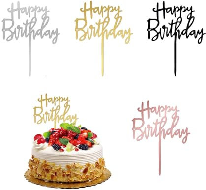 Decoracion Tartas Cumpleaños,16 PCS Acrílica de Feliz Cumpleaños Decoración de Pastel de Purpurina Fiesta Adornos de Cupcakes para Postres Pasteles de Fiestas