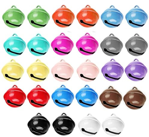 28 Stück Glöckchen zum Basteln 18mm für Handwerk, Schmuck, Festival Dekoration, Haustier Glocken Schellen, Weihnachtsglöckchen