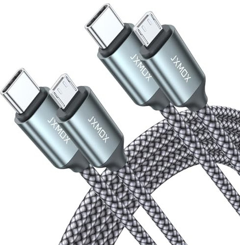 JXMOX USB C to Micro USB Cable, 3.3ft 2-Pack, Supports Charge & Sync, Compatible with Kindle/PS4/Xbox One/Android Phone and Samsung S7 S6 S5 and Micro USB Devices