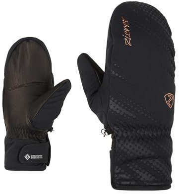 Ziener KAROIA Moufles de Ski/Sports d'hiver pour Femme - Primaloft - Coupe-Vent - Très Chaudes - Noir - Rose métallisé - 8,5