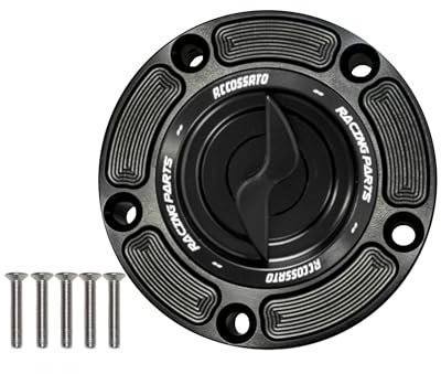 Tankdeckel Accossato für Motorrad Buell XB9 von 2003 bis 2010 (CC 984) mit Schnellwechselnippel aus schwarzem Aluminium.