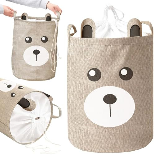 SEVERNO Aufbewahrung Kinderzimmer, Aufbewahrungskorb Kinder, Faltbarer Wäschekorb, Wasserbeständig, Funktionaler Organizer für Spielzeug, Wäsche, Ideal für Kinderzimmer, Badezimmer, Henri 43l