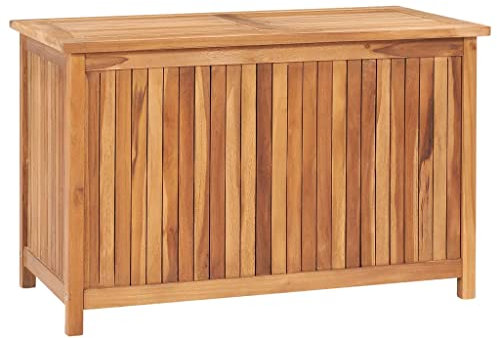 prissent Gartenbox 90x50x58 cm Massivholz Teak Gartenbox Groß Storage Boxes Sitztruhe mit Stauraum Sitzbank Outdoor Deckboxen mit Stauraum Auflagenbox Holz Sitztruhe Holz Gartenbox Holz