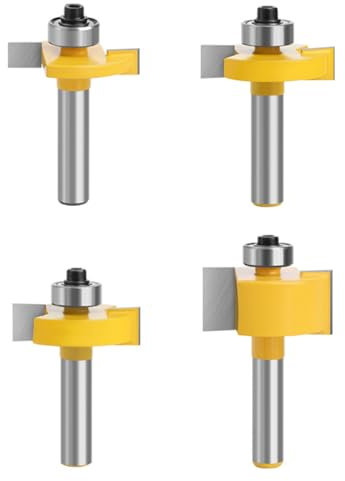 Fräser für Oberfräse Scheibennutfräser fräser für Oberfräse 8mm Schaft 4 Stück 3 mm,4 mm,5 mm,6 mm Mit Kugellagern Werkzeuge für Die Holzbearbeitung, BüNdigfräSer für Den Holzzuschnitt