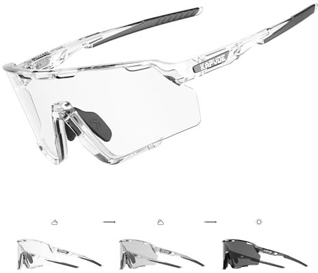 KAPVOE Selbsttönend Fahrradbrille Antibeschlag Photochromatische Radbrille MTB Brille Herren Damen Klar Sportbrille Rennrad Sonnenbrille Radsport Laufen Golf Baseball Wandern Volleyball Angeln 74