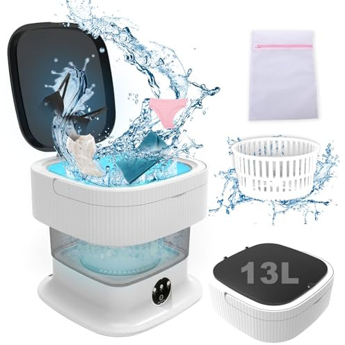 Portable Washing Machine, 15L 2.2kg 2 in 1 Mini Washing Machine with Laundry Bag Cleaning of Underwear, Baby Clothes, Socks, Cap, Pet Clothing, Lavadora Portatil Suitable for Apartments, Dorm, Camping