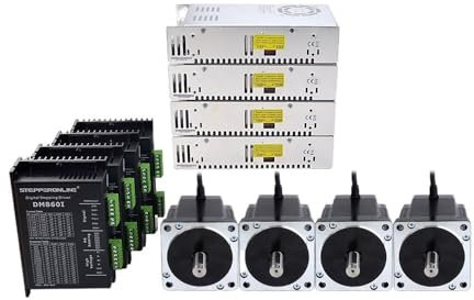 UYCUODLUY 4 Axis CNC Router Kit 8.0Nm Nema 34 Stepper Electronic Starter + DM860I Stepper Driver + 60V Power Supply