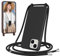 Woijrly Coque pour iPhone 15 avec Cordon, Collier Étui Silicone avec Tour de Cou Lanière, Réglable, Amovible, Antichoc Bumper Housse, Noir