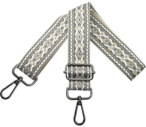 Verstellbarer Schultergurt für Taschen Damen Tragegurt, Taschengurte zum Wechseln, Taschengurt Breit 3.8cm mit Schwarz Karabiner, Schulterriemen für Schultertasche Handtaschen, Grau, N36