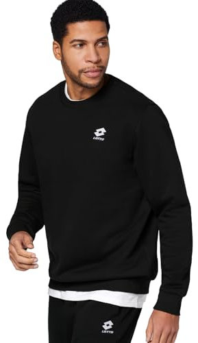 Lotto Basic Sweatshirt Herren Schwarz I Schwarzer Pullover ohne Kapuze & mit kleinem Logo I Lässiger, Regular Fit Herren Pullover aus Baumwolle I Sweatshirts in 3XL