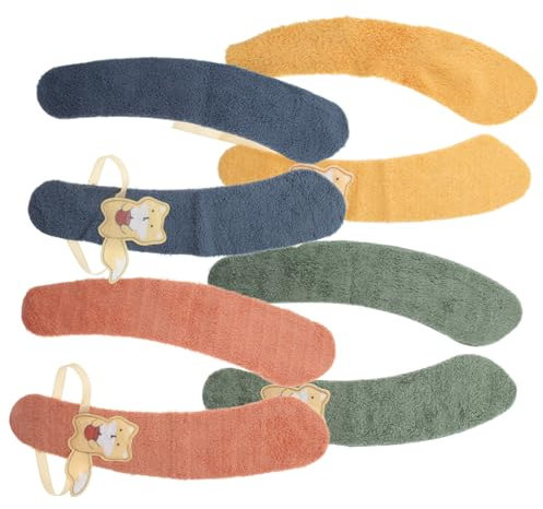 Housoutil Toilet Seat Plush Cover, 4PCS Self-Adhesive Plush Toilet Seat Cushion, Non-Slip Washable Soft Mat (Squirrel Style - Pink+Blue+Yellow+Green)