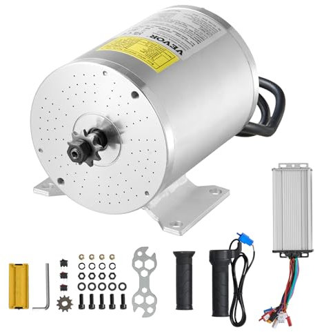 VEVOR Kit Motore Elettrico Senza Spazzole, CC 1800 W Motore Elettrico 48 V a 4500 giri/min con Regolatore di Velocità Aggiornato e Kit Impugnatura Acceleratore per Bici Elettriche, Scooter Fai da Te