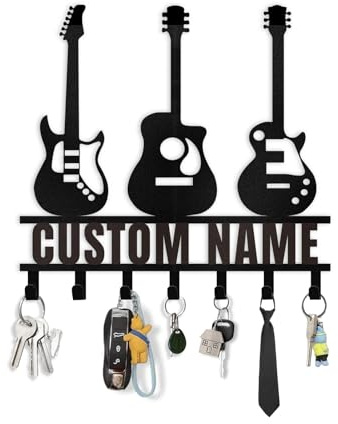 Ironglyh Custom Key Rack Wall Mount - Music Guitar Metal Coat Hooks for Wall, Coat Rack Organizer, Key Hanger Wall Art Decor, Key Rack Storage for Living Room Entryway Doorway Office, Home Decor Gift | Metal Key Organizer with Hooks, Coat Rack, Wall Art Decor for Bedroom Living Room Entryway, Housewarming Home Decor Gifts