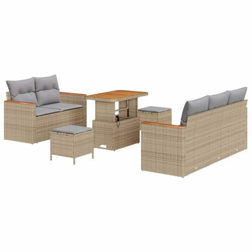 vidaXL 8-teiliges Garten-Sofa-Set mit Kissen in Beige – Robustes und stylisches Outdoor-Möbel für die Terrasse und den Garten. Modular und wetterfest, ideal zum Entspannen oder für gesellige Runden.