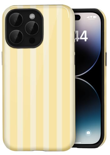 Amzfield Hülle für iPhone 15 Pro, Niedliches, Gestreiftes Muster, Gelb