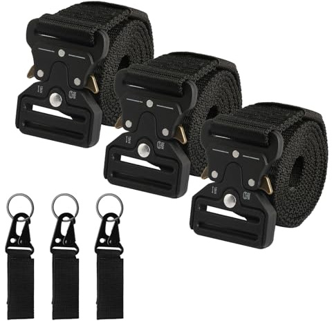 SGYKJ 3 Stück taktischer gürtel herren, arbeitsgürtel herren,Schwarz 125cm