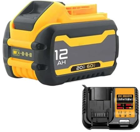 JKDND 1-Piece Pack 12Ah 20V-60V Cordless Power Tool Replacement Battery Compatible With Dewalt DCB606/DCB609/DCB612 (Includes 1 Charger)