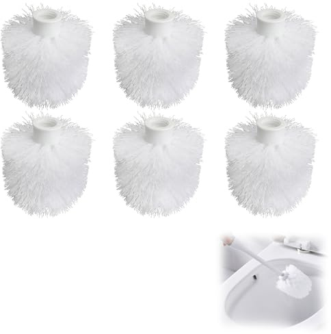 WC Bürstenkopf Ersatz 6 Stück – Ersatzbürstenkopf für Klobürste, Ø 9cm Rundkopf aus Kunststoff, kompatibel mit 12mm Gewinde – Toilettenbürste Ersatzkopf Set für Haushalt, Bad & Gäste-WC