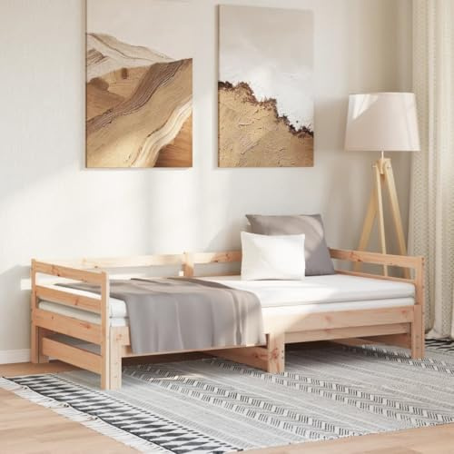 Runheo Ausziehbares Tagesbett Kiefer massiv, 80x200 cm, erweiterbar auf 160x200 cm, vielseitiges Schlafsofa für Gästezimmer, Robustes Möbelstück