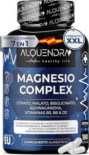 Triple Magnesio Complex - Magnesio Bisglicinato, Citrato, Malato + B5 B6 D3 | Energía diaria, reduce cansancio y fatiga, ashwagandha, bisglicinato de magnesio, citrato de magnesio, relajante muscular