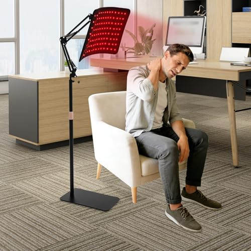 Rotlichtlampe Wärmelampe für Gesicht & Körper, (850 nm & 660 nm) Zwei Wellenlänge Infrarotlampe Rotlicht Panel Therapiegerät mit Verstellbarem Ständer & Schutzbrille (Lampe ohne Heizfunktion)