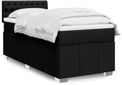 Frdhee Bett Boxspringbett, Boxspringbett mit Matratze Schwarz 80x200 cm Stoff Bettrahmen für Matratzes, Schlafzimmer, einfache Montage