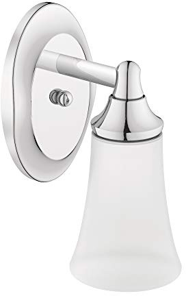 Moen YB2861CH Eva 1-Light Dual-Mount Bath Bathroom Vanity Fixture with Frosted Glass, Chrome