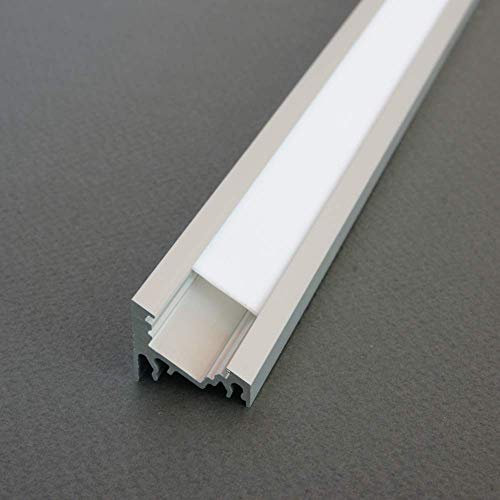 LED Profil CORNER-T ALU 2m eloxiert + weiße Abdeckung, Set für Beleuchtung ALU Aluprofil Aluminium Profil 2Meter für LED Streifen