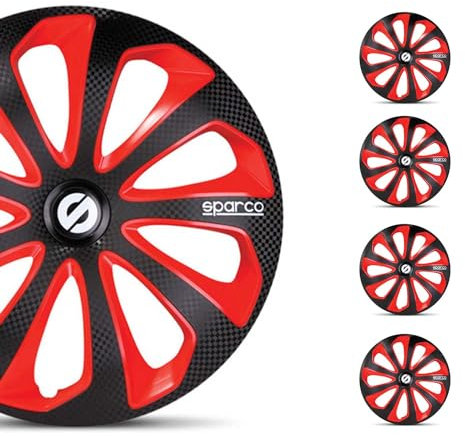 Satz Sparco Radzierblenden Sicilia 16-Zoll Schwarz/Rot/Karbon