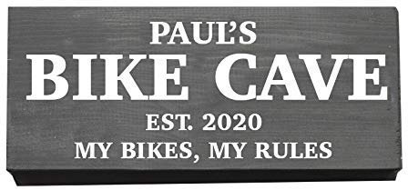 Personalised Bike Cave Sign, Wooden Motorbike Shed Plaque, Est. Year, My Bike My Rules