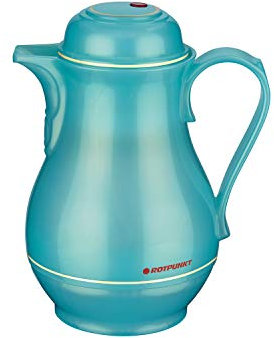 Rotpunkt Insulating Jug 530 0.5 Litre | Double-walled Vacuum Insulation | Dual Function Screw Top | BPA Free - Healthy Drinking | Made in Germany | Warm + Cold | Glass Insert Shiny Aquamarin