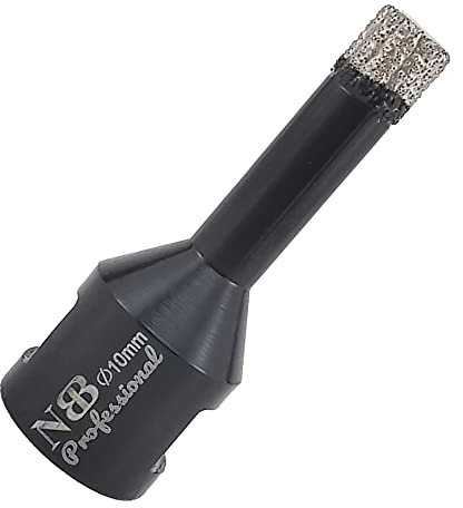 NBB Broca de diamante soldada al vacío con M14, para taladrar en seco y en húmedo profesionalmente en porcelana dura, cerámica, baldosas, granito, mármol, rápida, para Amoladora Angular (Dia.10mm)