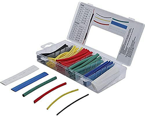 BGS Diy 88186 | Schrumpfschlauch-Sortiment | farbig | 99-tlg. | Sortimentskasten | Größen 1,5 / 2,5 / 4,0 / 6,0 / 10,0 / 13,0 mm | Länge je 100 mm | max. 125 °C