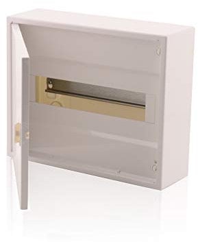 Intratec Sicherungskasten 1-reihig, IP40 – Aufputz Kleinverteiler für 12 Module, Verteilerkasten für Trockenraum-Installationen, 251 x 310 x 96 mm, Weiß