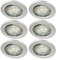 Trango 6er Set LED Einbaustrahler in Alu-gebürstet Rund 6729-069M6KSD inkl. 3-Stufen dimmbar Ultra Flach LED Modul, 6000K Tageslicht (kaltweiss) Einbauleuchte, Deckenspot, Einbauspot, Deckenleuchte