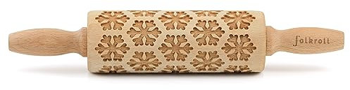 Folkroll 3D-Motiv-Teigrolle 23 cm Schneeflocken
