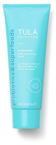 TULA Probiotic Skin Care So Poless Peeling Mitesserpeeling | Kraftvolles und sanftes Peeling, erfrischend und glättend, enthält Probiotika, Vulkansand, rosa Salz und Hamamelis | 82 g