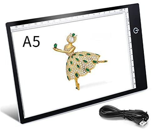 A5 LED Leuchttisch Light Pad LED Zeichnung Pad Einstellbare Helligkeit Leuchtplatte Copy Board mit USB Kabel für Künstler,Painting Lichtpad,Led Pad mit Licht(A5-Upgrade)