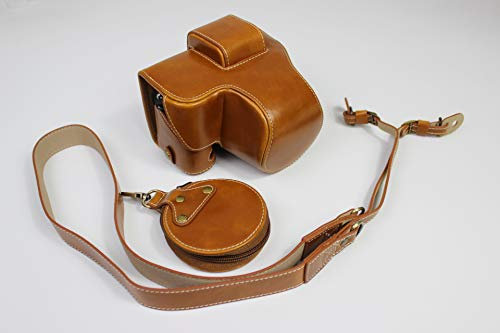 Zakao X-S10 Kameratasche, PU-Leder, mit Öffnung an der Unterseite, Schutzhülle für Fuji Fujifilm X-S10 XS10 15-45 mm Objektiv mit Schultergurt und Mini-Tasche, Braun