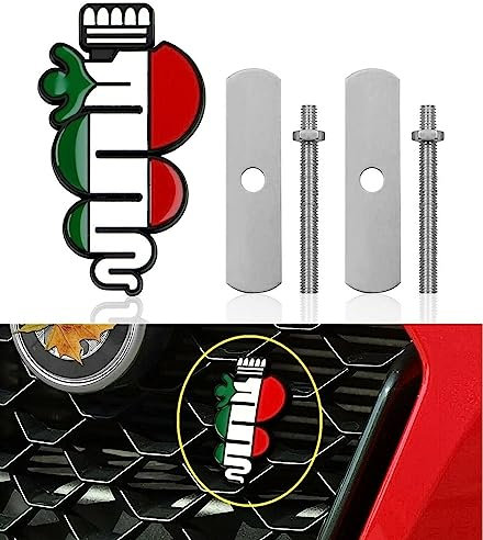 Stemma Fregio Logo Biscione Tricolore in Metallo 3D Griglia per Alfa Romeo Mito Giulia Giulietta