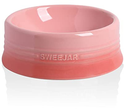 Sweejar Ceramic Dog Bowl, 32 oz, Gradient Pink, Porcelain Pet Dish for Food and Water, Non Skidding, Easy to Clean, Durable, Dishwasher Safe, Minimalist Design