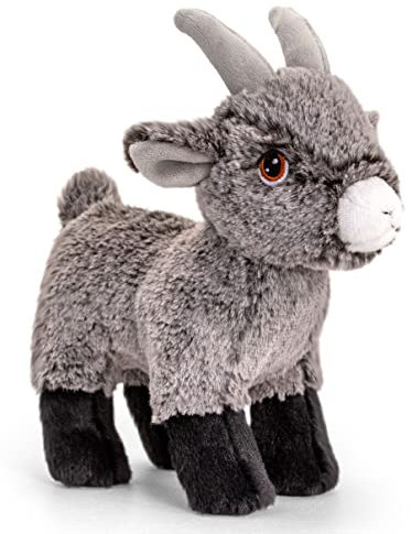 tachi Kuscheltier Ziege aus Plüsch 20 cm, Stehendes Zicklein Stofftier, Plüschtier grau