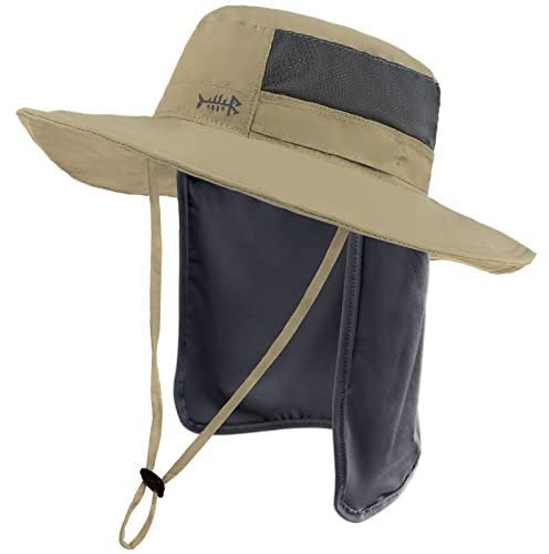 Bassdash Sonnenhut Fischerhut Bucket Hut UPF 50+ UV-Schutz Wasserdichter taktischer Angelhut mit breiter Krempe Einstellbare Größe mit Abnehmbarer Halsklappe für Männer und Frauen
