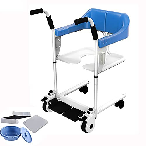 HSRG Patientenlift-Rollstuhl, Multifunktionale Dusch-Toilettenstühle, Schwangere-Toilette Mit Um 180 ° Geteiltem Sitz, Für Ältere Menschen Im Bett Gelähmte Ältere Anhebbare Schalthebel