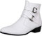 wealsex Uomo Scarpe Eleganti Derby Stivali PU Pelle Cerniera Laterale Stivaletti (Bianco,44)